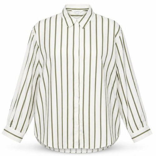 Autograph Women White Green Stripe Basic Button-Up Shirt UK 16