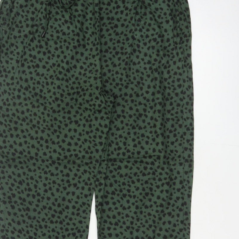 Marks and Spencer Women Green Animal Print Jogger Trousers UK 14 Long