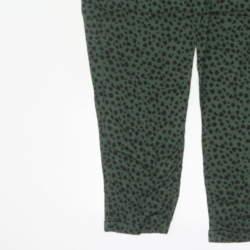 Marks and Spencer Women Green Animal Print Jogger Trousers UK 14 Long