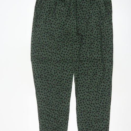 Marks and Spencer Women Green Animal Print Jogger Trousers UK 14 Long