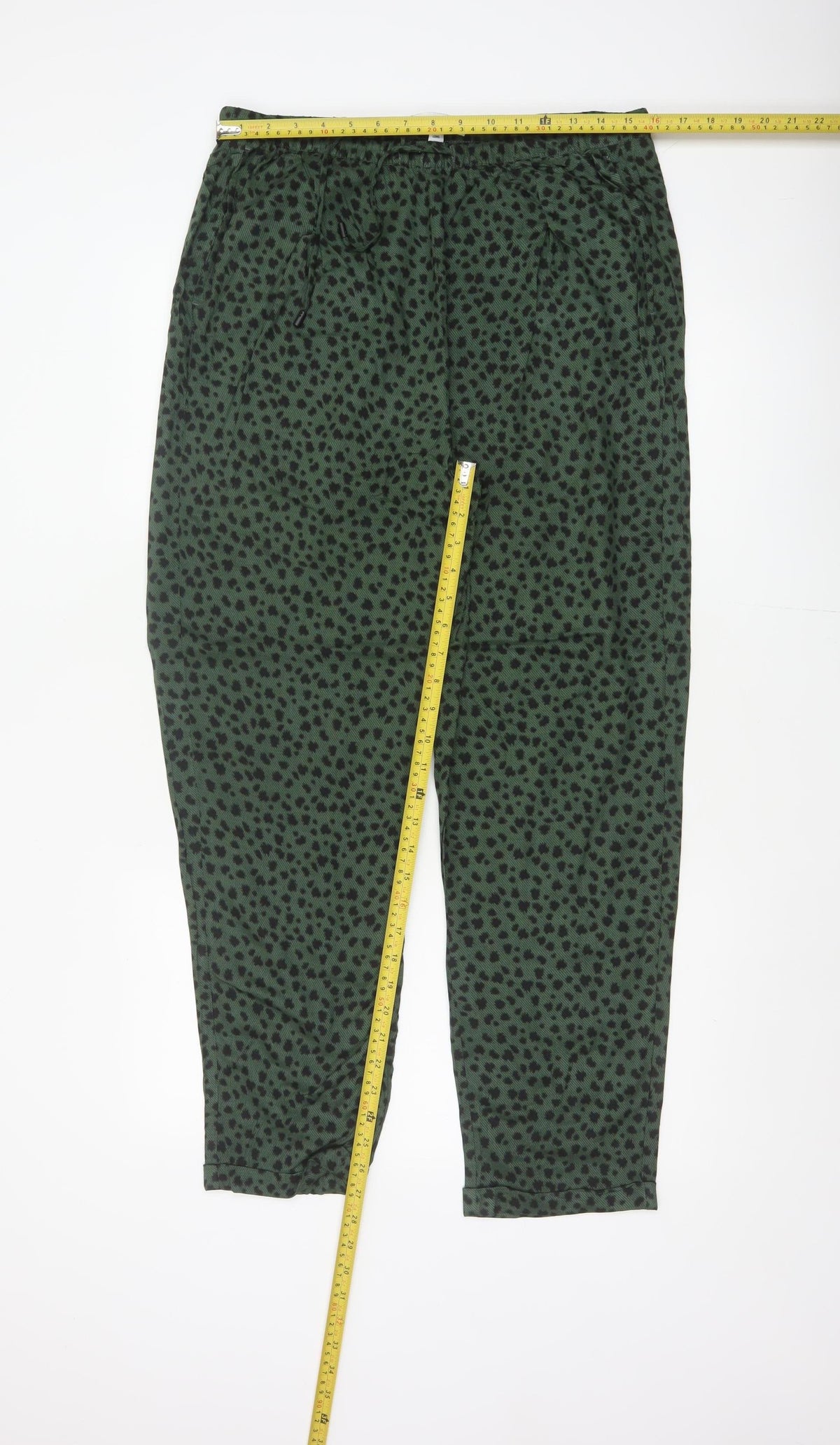 Marks and Spencer Women Green Animal Print Jogger Trousers UK 14 Long