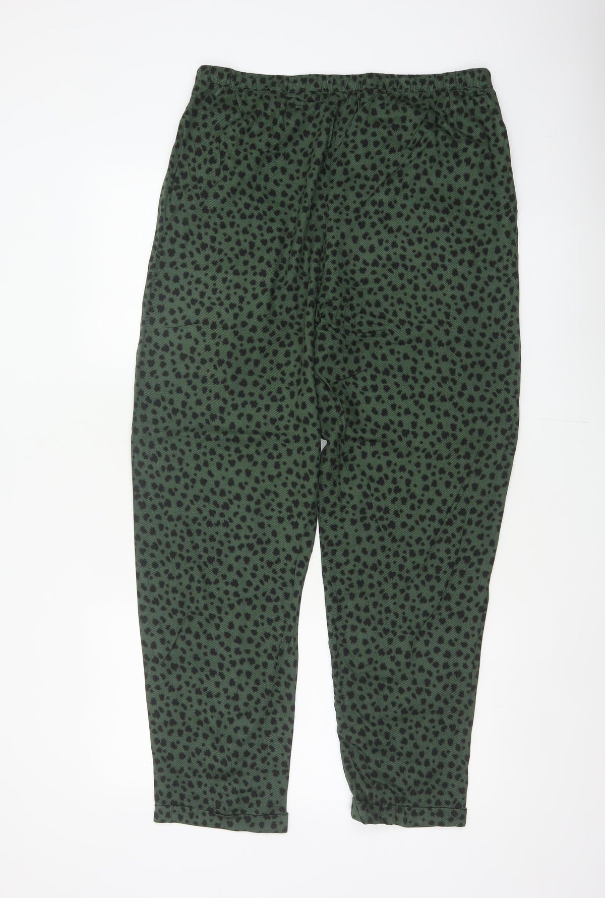 Marks and Spencer Women Green Animal Print Jogger Trousers UK 14 Long