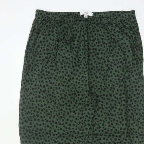 Marks and Spencer Women Green Animal Print Jogger Trousers UK 14 Long
