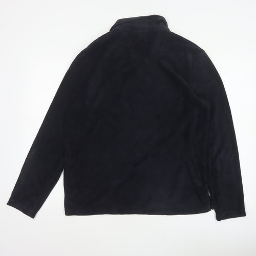 H&M Unisex Black M Regular Fit Collared Fleece Pullover Top
