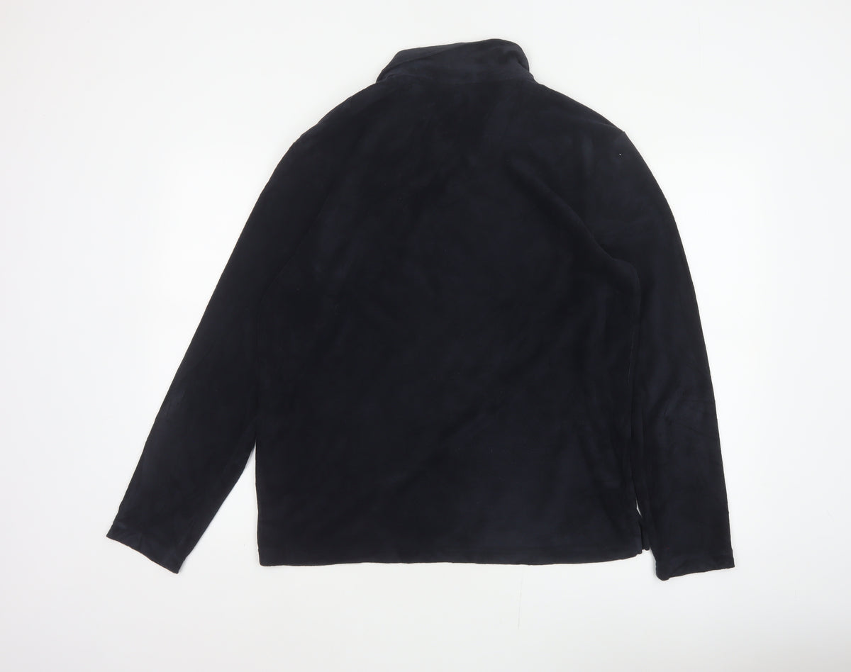 H&M Unisex Black M Regular Fit Collared Fleece Pullover Top
