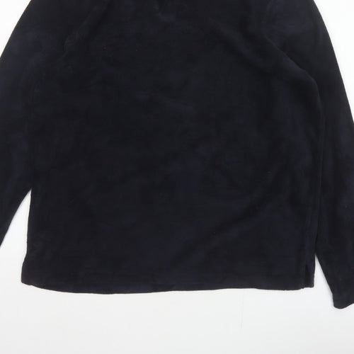 H&M Unisex Black M Regular Fit Collared Fleece Pullover Top