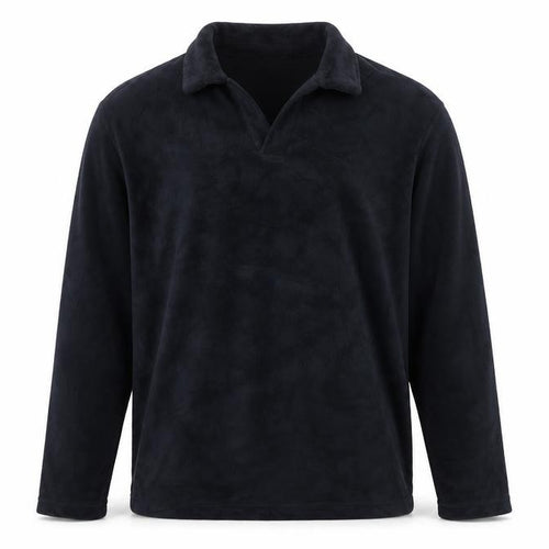 H&M Unisex Black M Regular Fit Collared Fleece Pullover Top