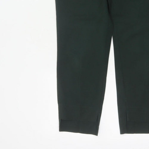 Zara Women Green UK 12 High Rise Tapered Cropped Dress Trousers