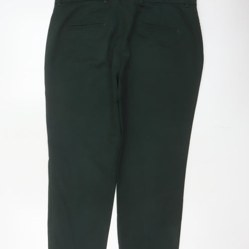 Zara Women Green UK 12 High Rise Tapered Cropped Dress Trousers