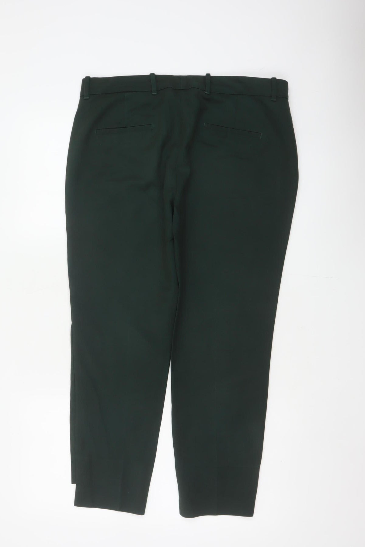 Zara Women Green UK 12 High Rise Tapered Cropped Dress Trousers