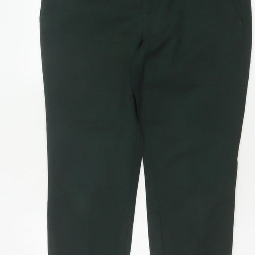 Zara Women Green UK 12 High Rise Tapered Cropped Dress Trousers