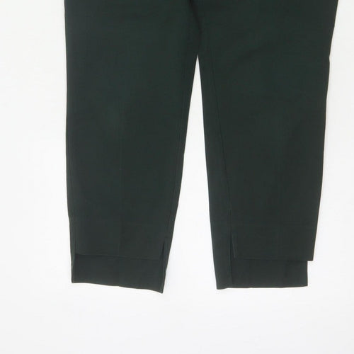 Zara Women Green UK 12 High Rise Tapered Cropped Dress Trousers