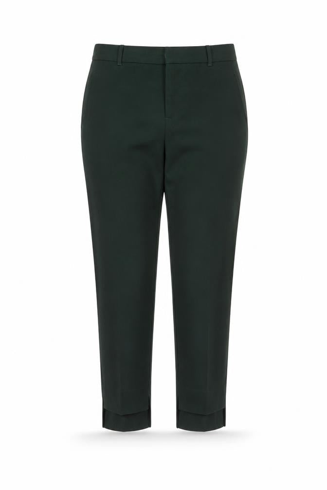 Zara Women Green UK 12 High Rise Tapered Cropped Dress Trousers