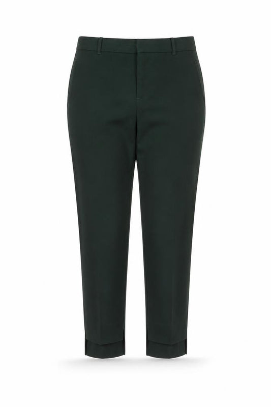 Zara Women Green UK 12 High Rise Tapered Cropped Dress Trousers