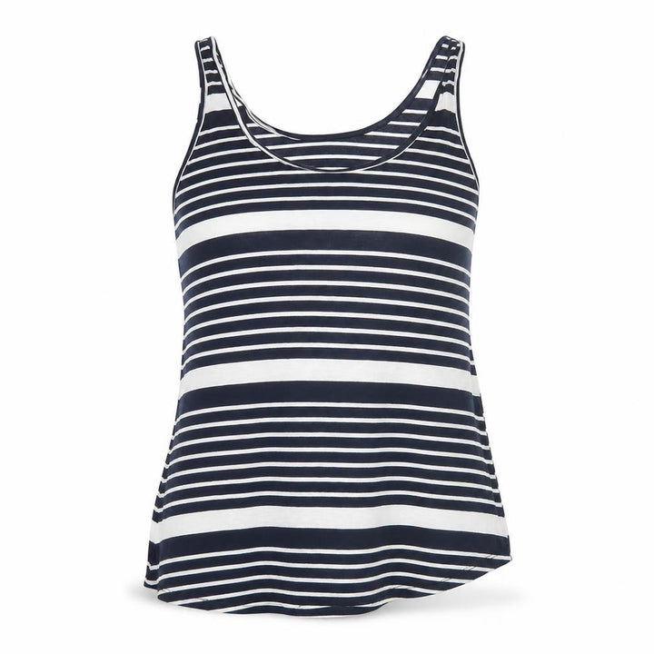 Warehouse Women Blue White UK 12 Striped Viscose Basic Tank Top