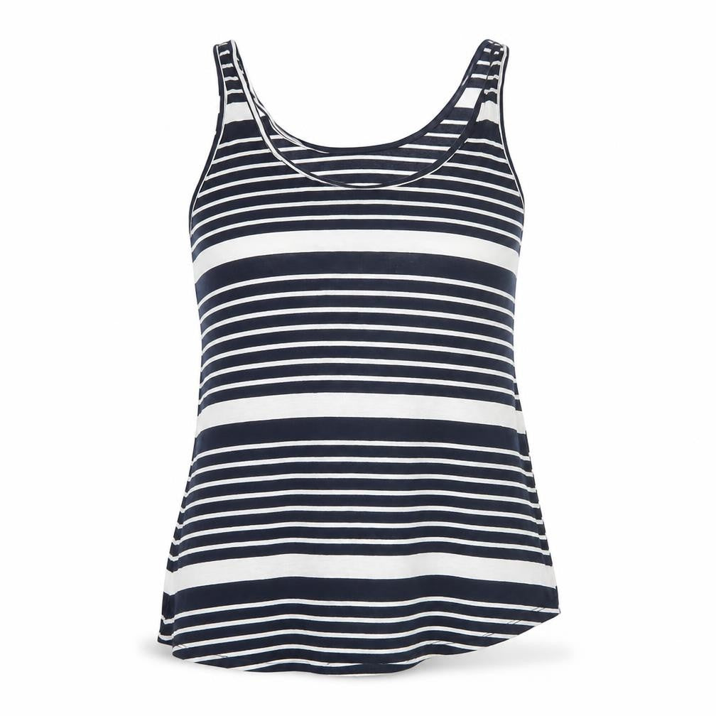 Warehouse Women Blue White UK 12 Striped Viscose Basic Tank Top