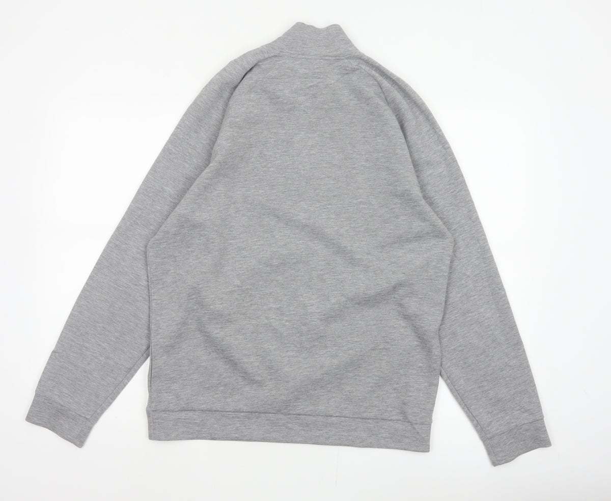 Reiss Men’s Grey M Quarter Zip High Neck Jersey Sweatshirt