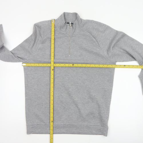 Reiss Men’s Grey M Quarter Zip High Neck Jersey Sweatshirt