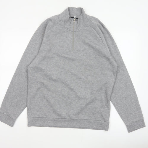 Reiss Men’s Grey M Quarter Zip High Neck Jersey Sweatshirt