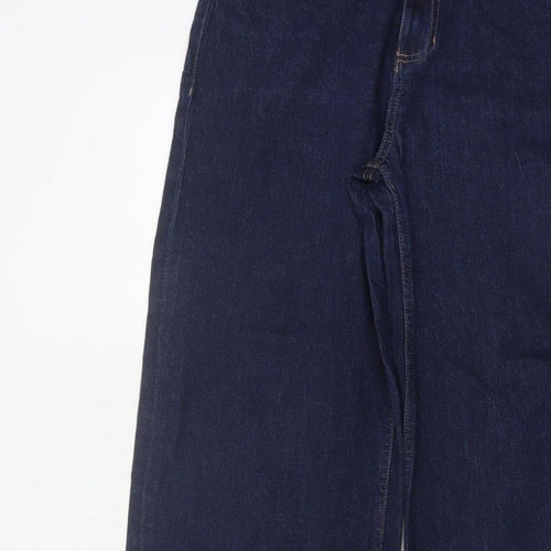 Marks and Spencer Women's Blue UK 10 Long High Rise Wide-Leg Stretch Jeans