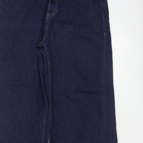 Marks and Spencer Women's Blue UK 10 Long High Rise Wide-Leg Stretch Jeans