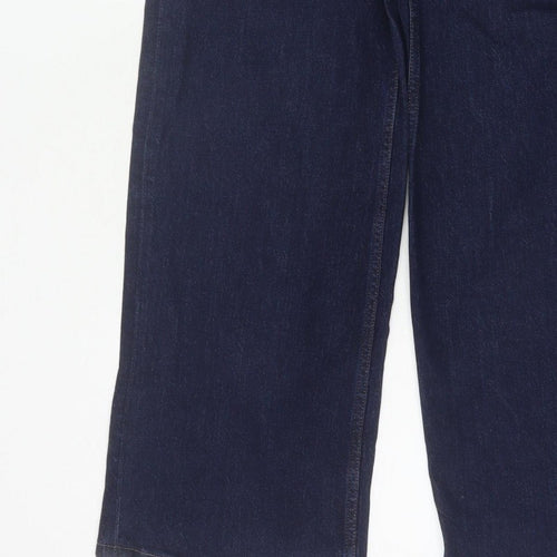 Marks and Spencer Women's Blue UK 10 Long High Rise Wide-Leg Stretch Jeans