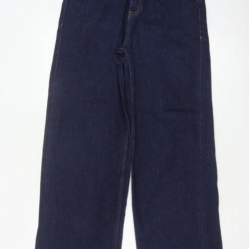 Marks and Spencer Women's Blue UK 10 Long High Rise Wide-Leg Stretch Jeans