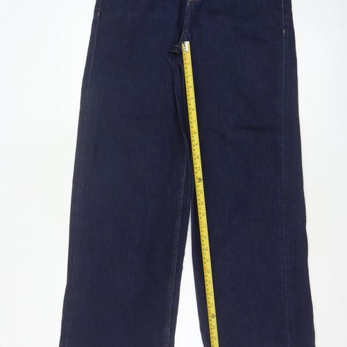 Marks and Spencer Women's Blue UK 10 Long High Rise Wide-Leg Stretch Jeans