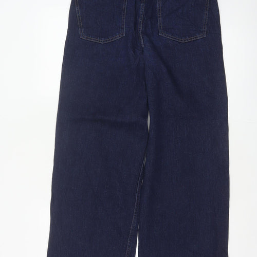 Marks and Spencer Women's Blue UK 10 Long High Rise Wide-Leg Stretch Jeans