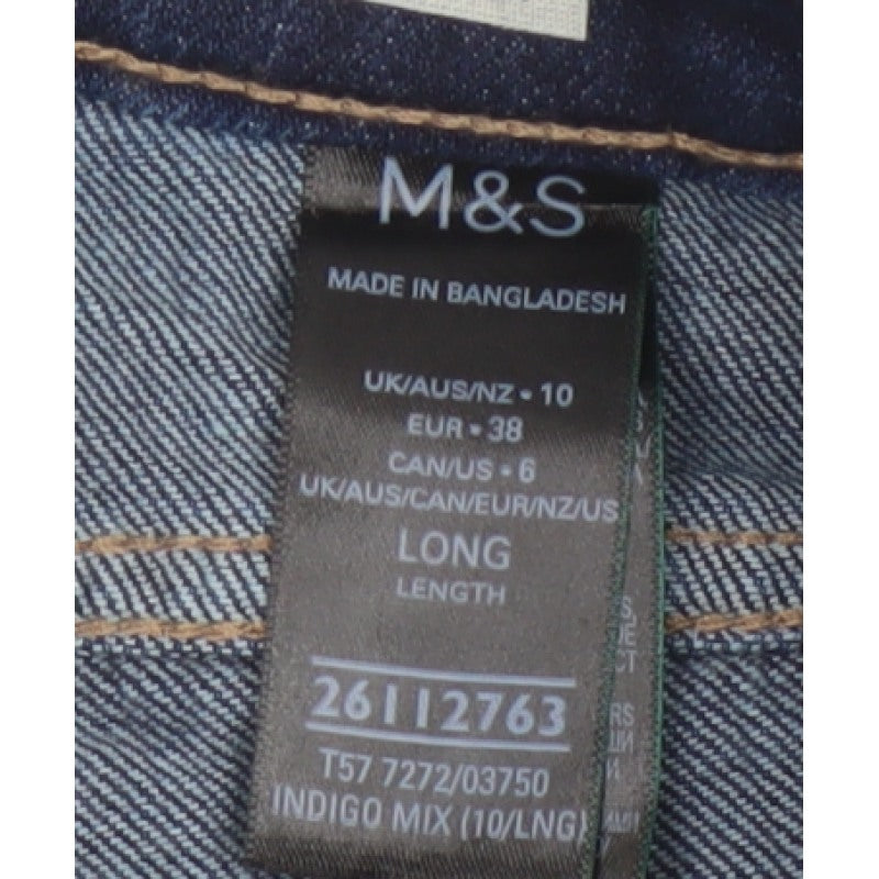 Marks and Spencer Women's Blue UK 10 Long High Rise Wide-Leg Stretch Jeans