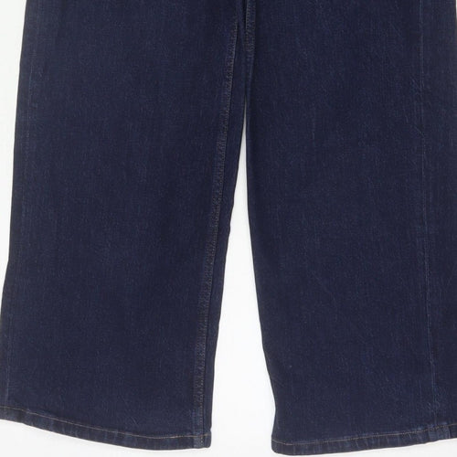 Marks and Spencer Women's Blue UK 10 Long High Rise Wide-Leg Stretch Jeans