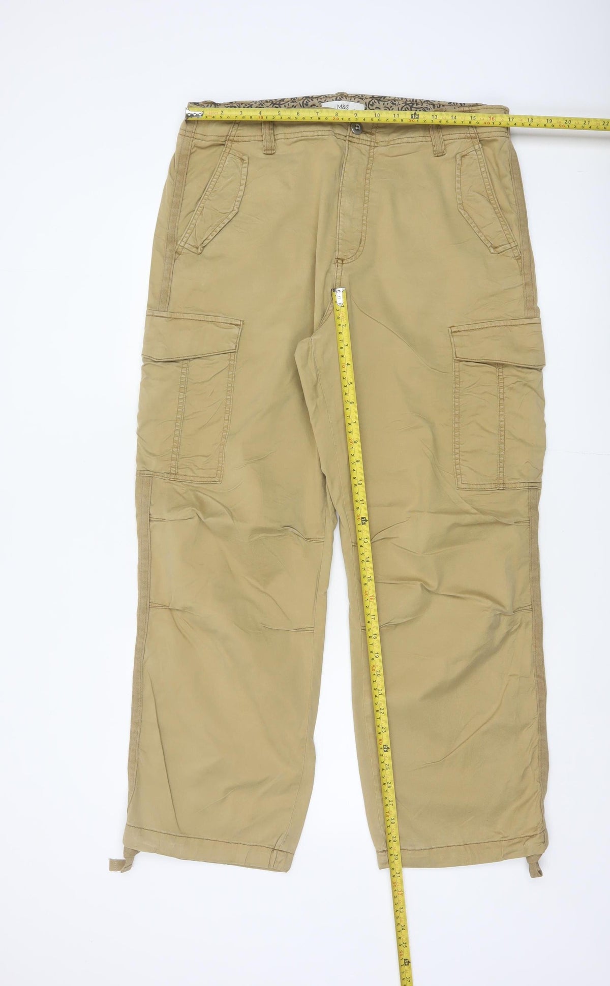 M&S Women’s Beige Size 16 Regular Cargo Trousers Adjustable Hem