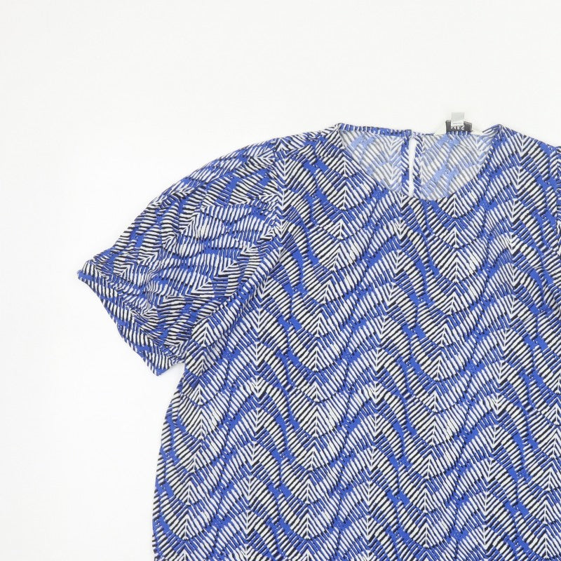 Marks and Spencer Women Blue Geometric Print Size 14 Tunic Blouse