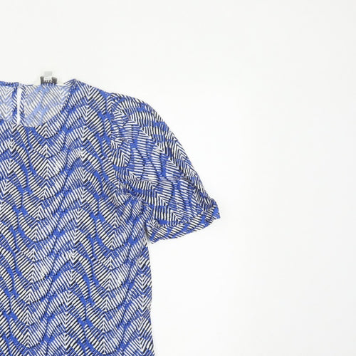 Marks and Spencer Women Blue Geometric Print Size 14 Tunic Blouse