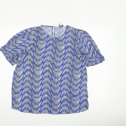 Marks and Spencer Women Blue Geometric Print Size 14 Tunic Blouse