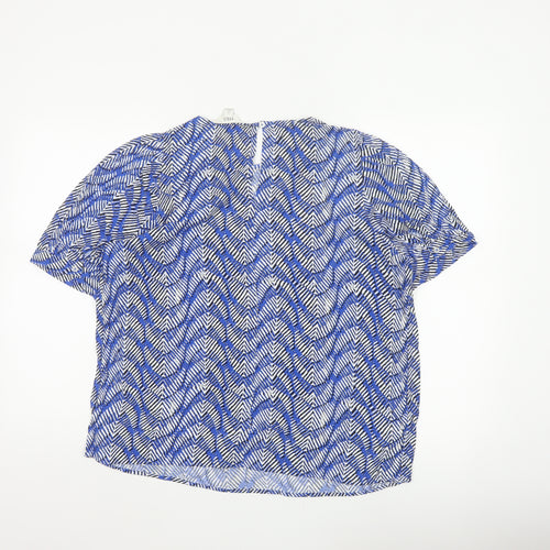 Marks and Spencer Women Blue Geometric Print Size 14 Tunic Blouse