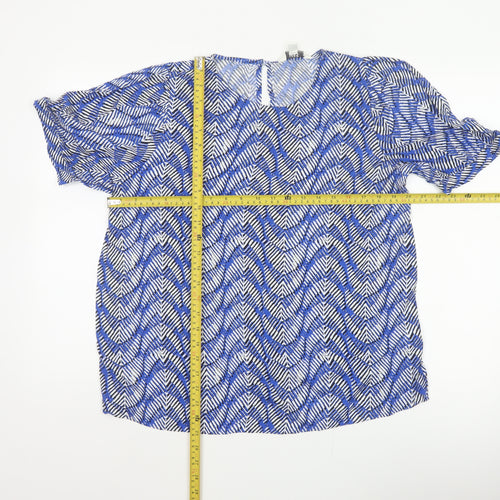 Marks and Spencer Women Blue Geometric Print Size 14 Tunic Blouse