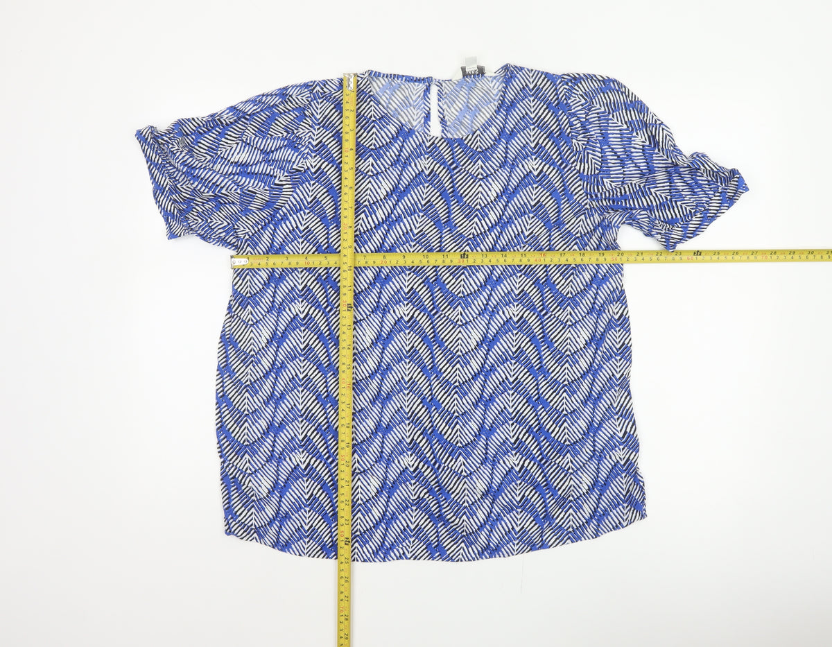 Marks and Spencer Women Blue Geometric Print Size 14 Tunic Blouse