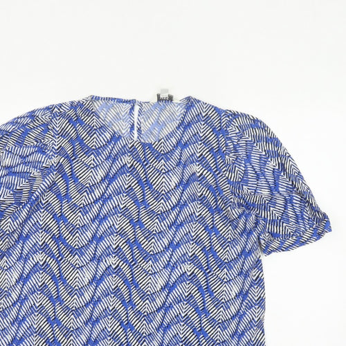 Marks and Spencer Women Blue Geometric Print Size 14 Tunic Blouse