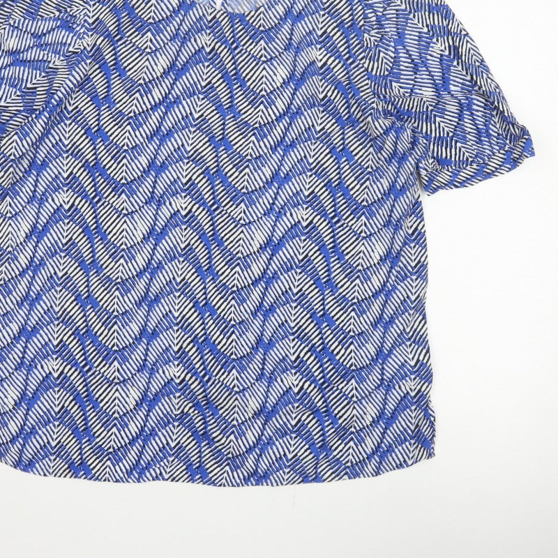 Marks and Spencer Women Blue Geometric Print Size 14 Tunic Blouse