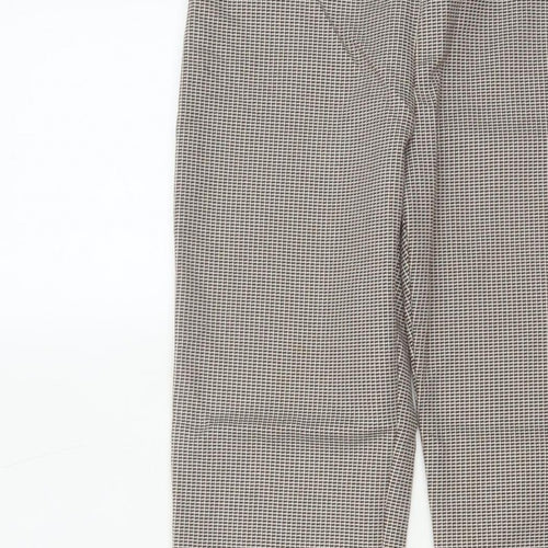Mango Women Brown Check High Waist Tapered Dress Trousers UK 10