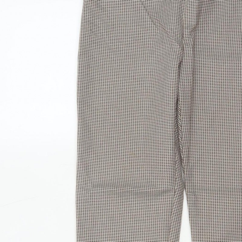 Mango Women Brown Check High Waist Tapered Dress Trousers UK 10