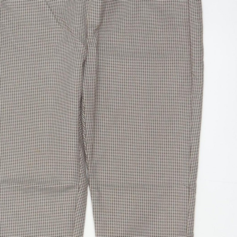 Mango Women Brown Check High Waist Tapered Dress Trousers UK 10
