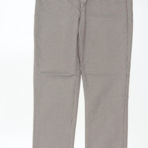 Mango Women Brown Check High Waist Tapered Dress Trousers UK 10