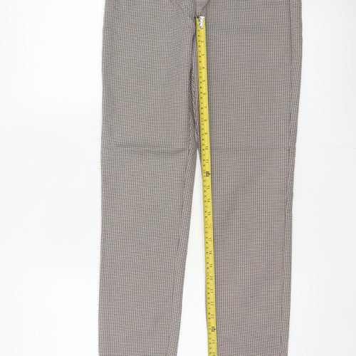 Mango Women Brown Check High Waist Tapered Dress Trousers UK 10