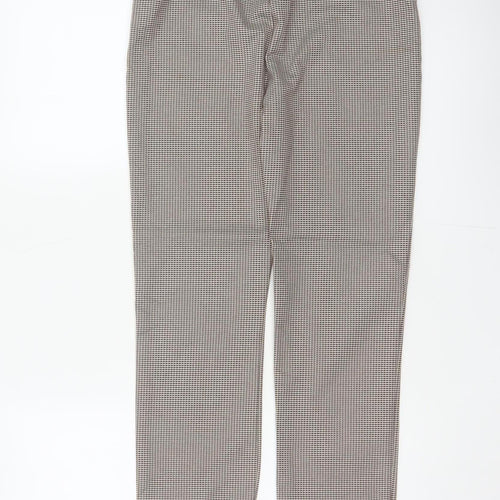 Mango Women Brown Check High Waist Tapered Dress Trousers UK 10