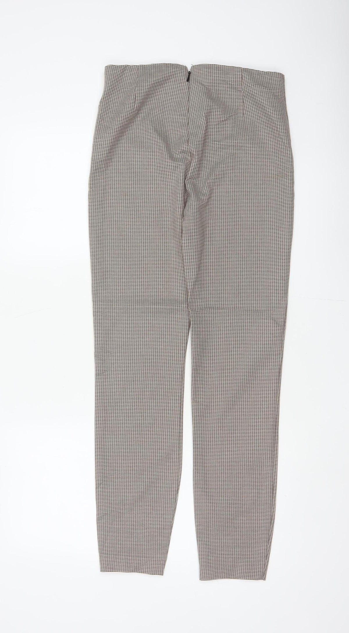 Mango Women Brown Check High Waist Tapered Dress Trousers UK 10