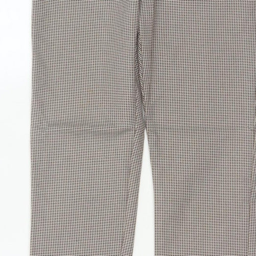 Mango Women Brown Check High Waist Tapered Dress Trousers UK 10