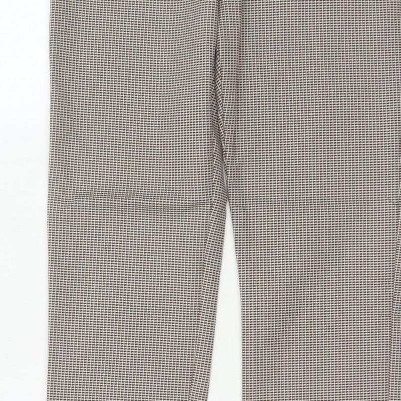 Mango Women Brown Check High Waist Tapered Dress Trousers UK 10
