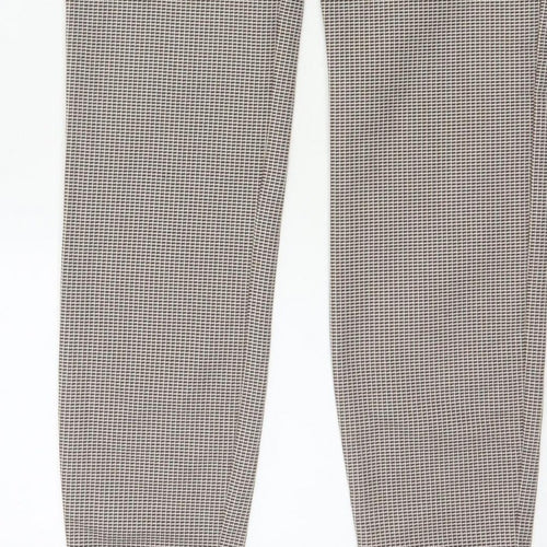 Mango Women Brown Check High Waist Tapered Dress Trousers UK 10